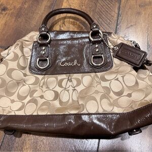 Coach Brown and Cream Signature Handbag